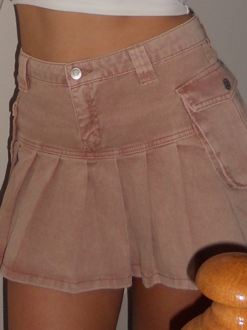 Tan Denim Mini Skirt